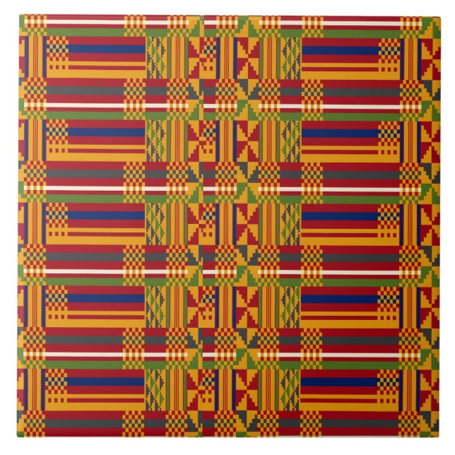 Kente Ethnic Pattern – Vibrant African Textile Tile (Front)