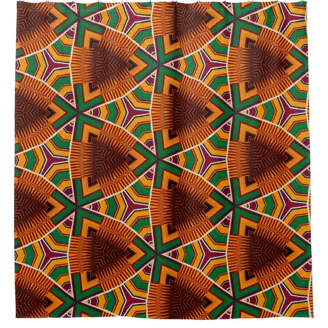 Kente Geometrics Keanza Afrocentric Shower Curtain (Front)