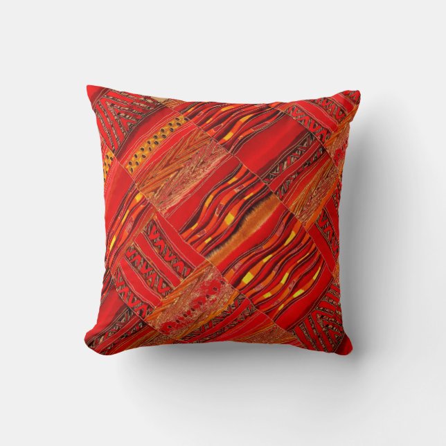 Kente in red on red cushion (Front)