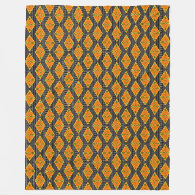 Kente Mudcloth Diamonds Fleece Blanket (Front)