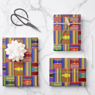 Kente Multi-Color Stained Glass  Wrapping Paper Sheet