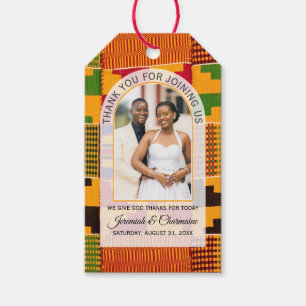 Kente Photo Custom Name WEDDING Gift Tags