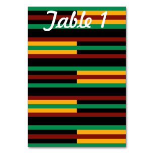 Kente Stripes Wedding Reception Table Number