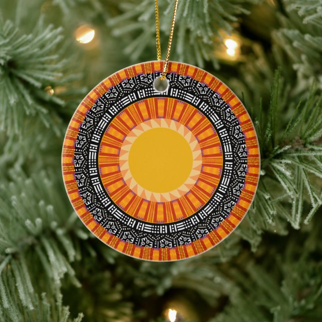 Kente Sun Design Ceramic Tree Decoration (Tree)