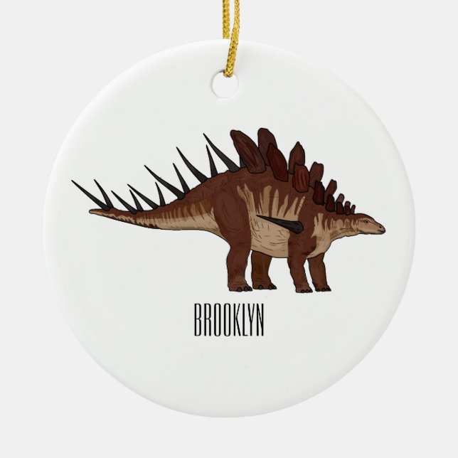Kentrosaurus cartoon illustration  ceramic tree decoration (Front)