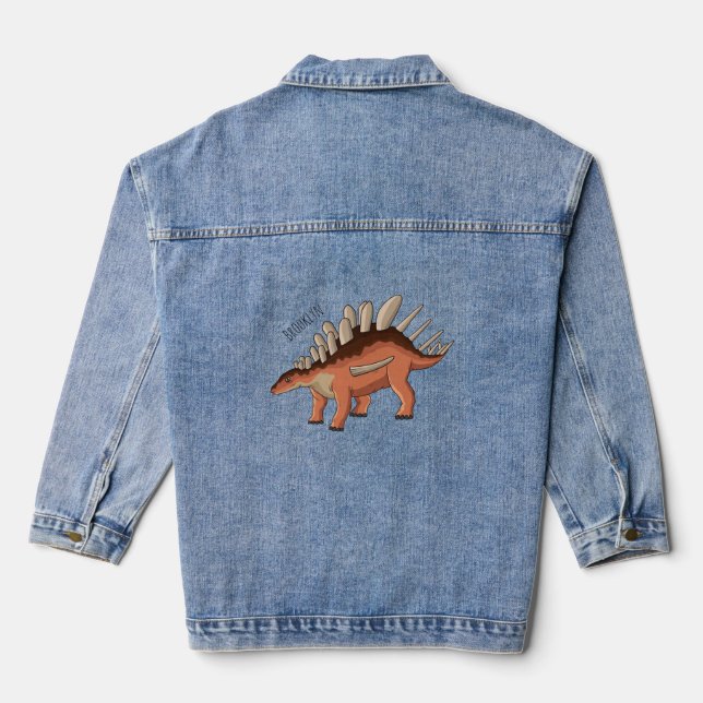 Kentrosaurus cartoon illustration denim jacket (Back)
