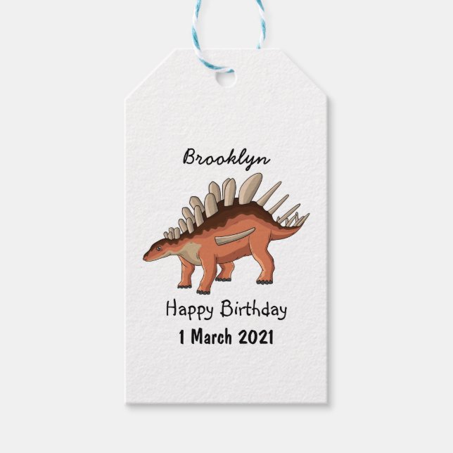 Kentrosaurus cartoon illustration gift tags (Front)