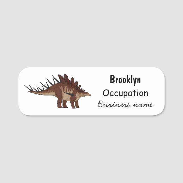 Kentrosaurus cartoon illustration name tag (Front)