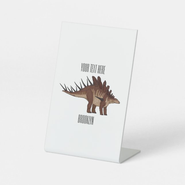 Kentrosaurus cartoon illustration  pedestal sign (Front)