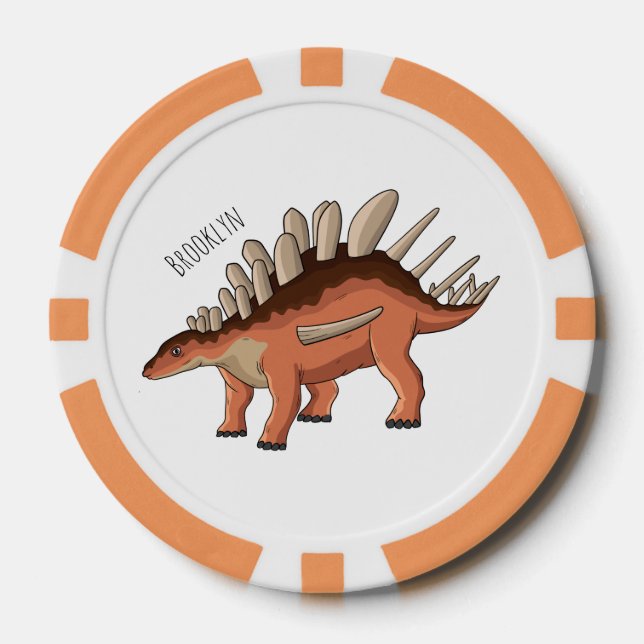 Kentrosaurus cartoon illustration poker chips (Front)