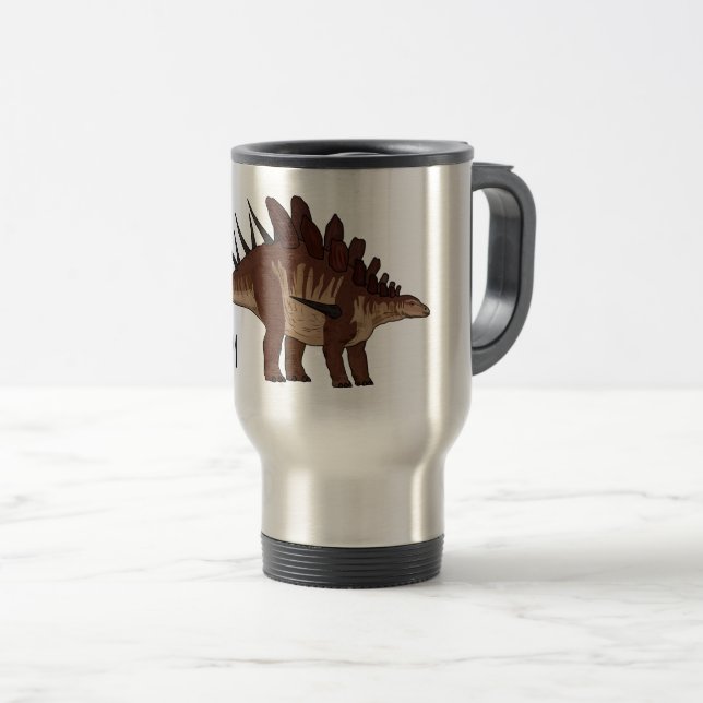 Kentrosaurus cartoon illustration  travel mug (Front Right)