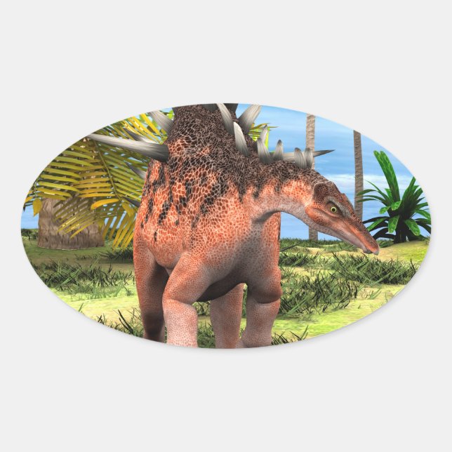 Kentrosaurus Dinosaur Jungle Prehistoric Art Oval Sticker (Front)