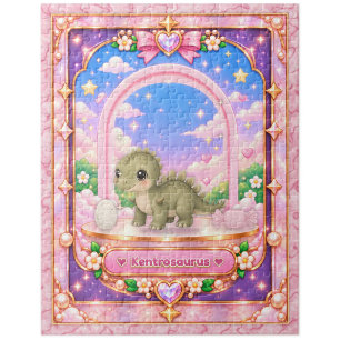 Kentrosaurus Dinosaur, Kawaii Art Jigsaw Puzzle
