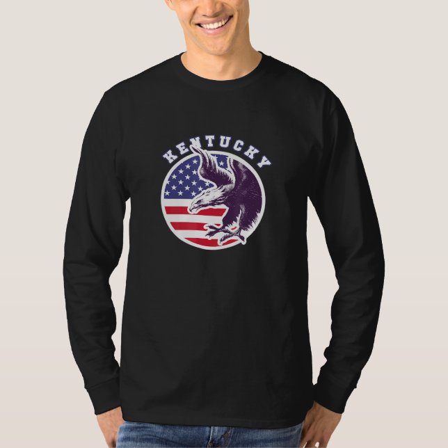 Kentucky American Patriot Veteran Eagle Pride Stat T-Shirt (Front)