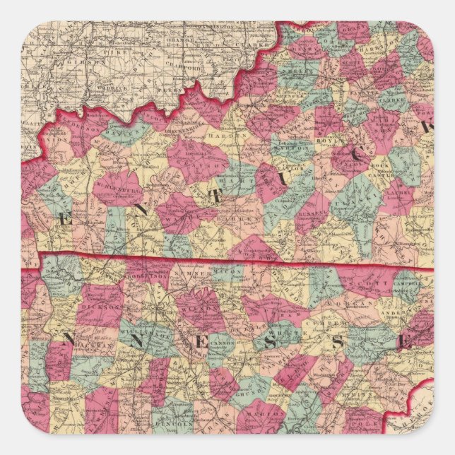Kentucky and Tennessee 2 Square Sticker (Front)