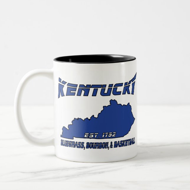 Kentucky Bluegrass Bourbon Basketball Two-Tone Coffee Mug (Left)