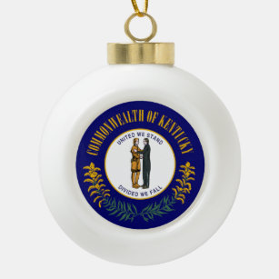 Kentucky Bluegrass Commonwealth State Flag Ceramic Ball Christmas Ornament