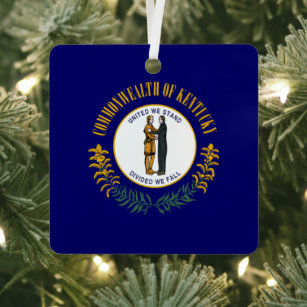 Kentucky Bluegrass Commonwealth State Flag Metal Tree Decoration