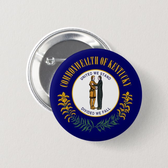 Kentucky: Bluegrass Commonwealth US State Flag 6 Cm Round Badge (Front & Back)