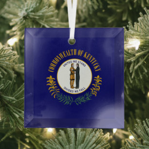 Kentucky: Bluegrass Commonwealth US State Flag Glass Tree Decoration