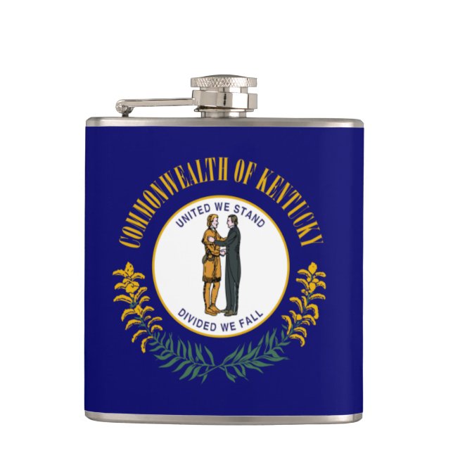 Kentucky: Bluegrass Commonwealth US State Flag Hip Flask (Front)