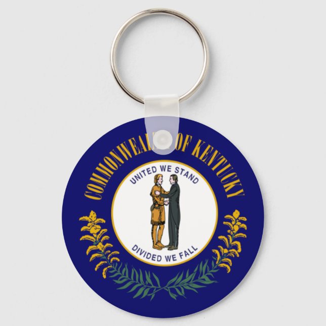 Kentucky: Bluegrass Commonwealth US State Flag Key Ring (Front)