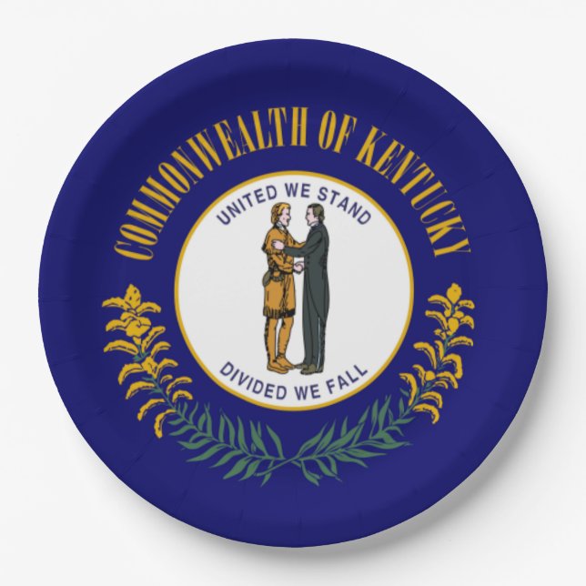 Kentucky: Bluegrass Commonwealth US State Flag Paper Plate (Front)