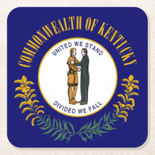 Kentucky: Bluegrass Commonwealth US State Flag Square Paper Coaster