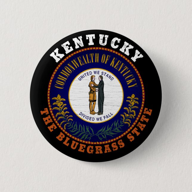 KENTUCKY BLUEGRASS STATE FLAG 6 CM ROUND BADGE (Front)