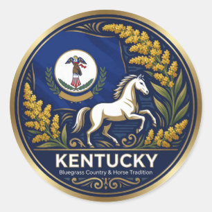 Kentucky Bluegrass State Heritage 🐎 Classic Round Sticker