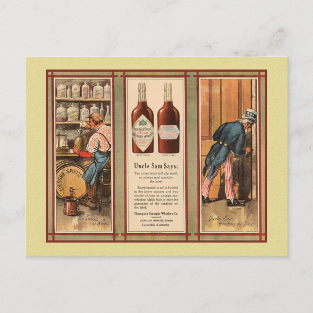 Kentucky Bourbon Uncle Sam Prohibition Postcard (Front)