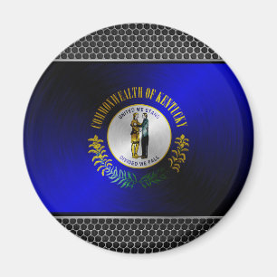 Kentucky brushed metal flag magnet
