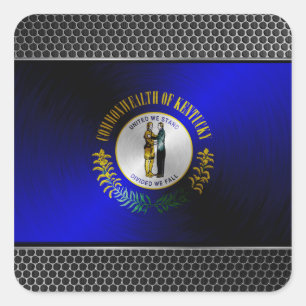 Kentucky brushed metal flag square sticker