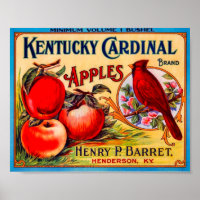 Kentucky Cardinal Vintage Fruit Crate Label