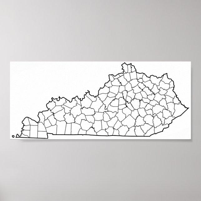 Kentucky Counties Blank Outline Map Poster (Front)