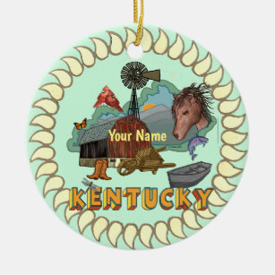 Kentucky custom name ceramic tree decoration