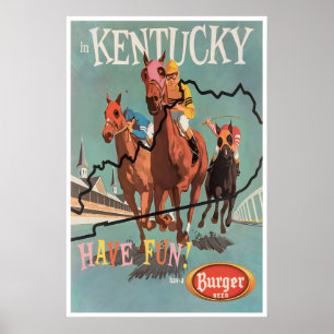 Kentucky Derby Art Travel Poster Horseback Riding