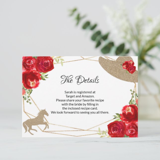 Kentucky Derby Bridal Shower Details Card (Standing Front)