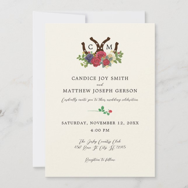Kentucky Derby Inspired Wedding Invitation (Front)