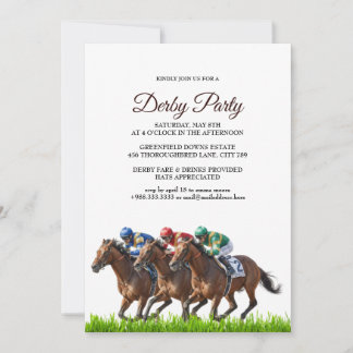 Kentucky Derby Party Invitation Elegant Horse Race