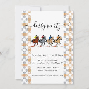 Kentucky Derby Party Invitation Horse Racing Plaid