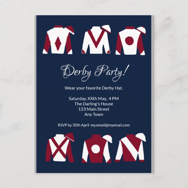 Kentucky Derby Party Invitation Postcard (Front)
