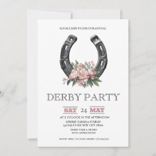 Kentucky Derby Party Invitation Silver Horseshoe P