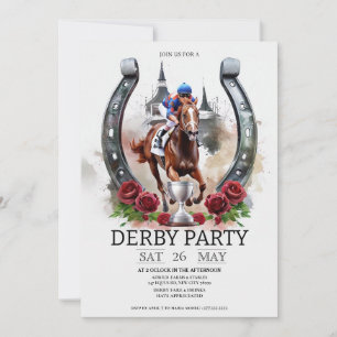 Kentucky Derby Party Invitation Watercolor Horsesh