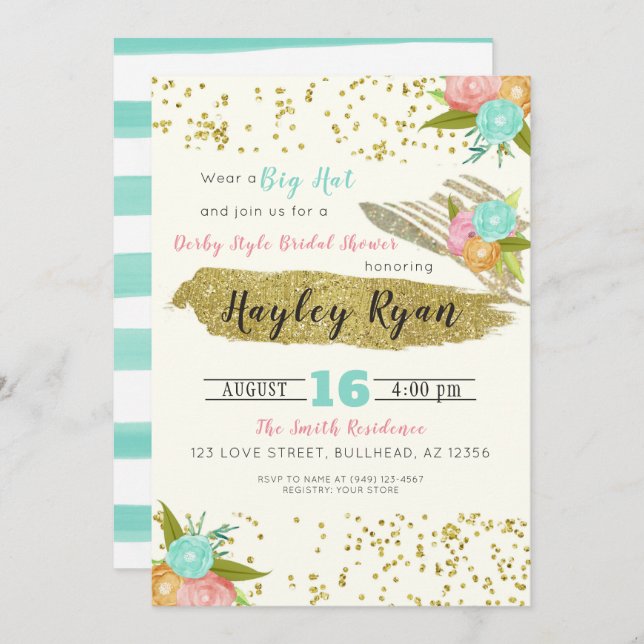 Kentucky Derby Style Bridal Shower Invitation (Front/Back)