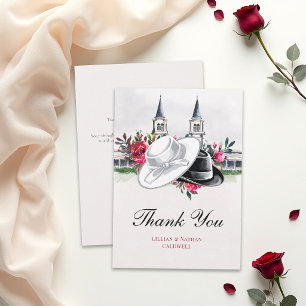 Kentucky Derby Wedding Bridal Shower Roses Modern Thank You Card