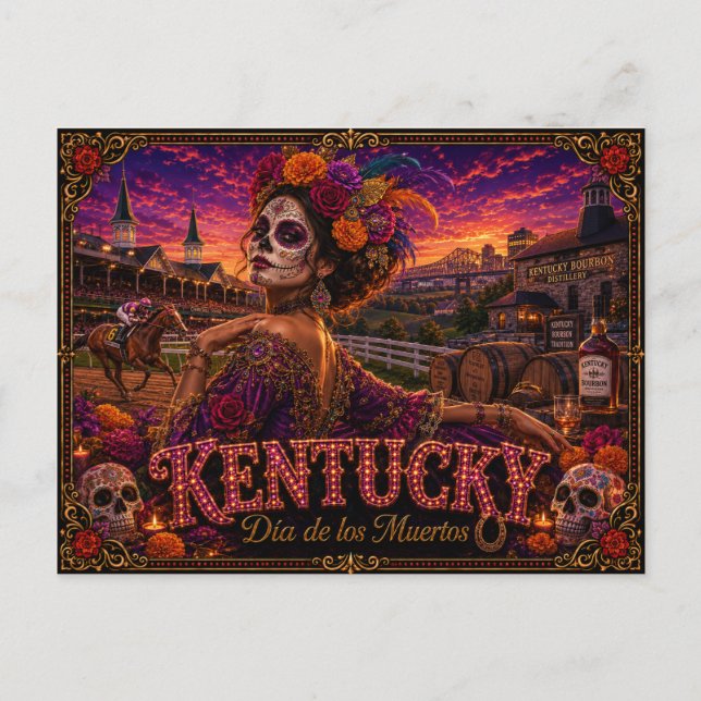 Kentucky Día de los Muertos Retro Postcard (Front)