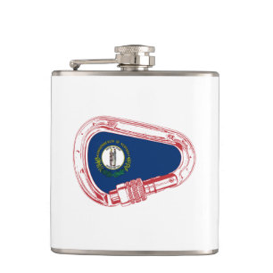 Kentucky Flag Climbing Carabiner Hip Flask