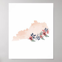 Kentucky Floral Watercolor State