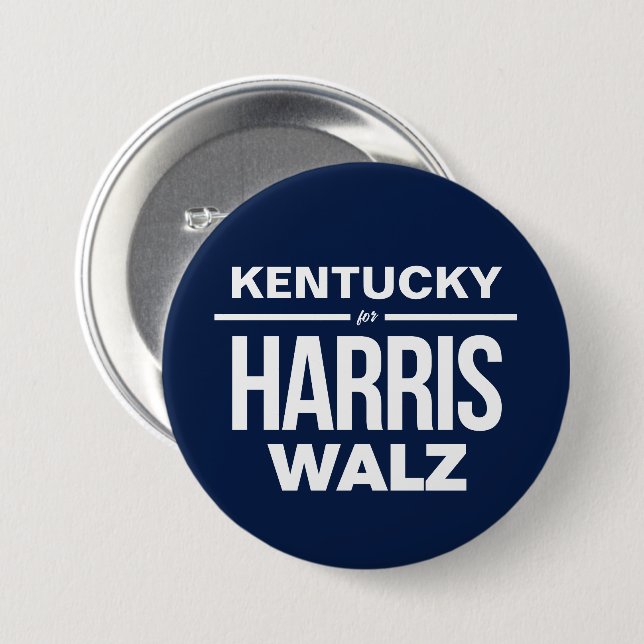 Kentucky for Harris Walz 7.5 Cm Round Badge (Front & Back)